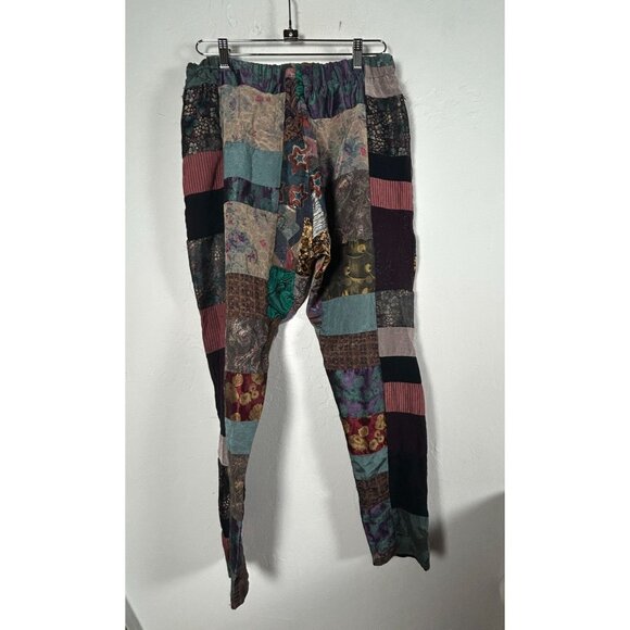 Donna Jessica Women Patchwork Elastic Waist Cropped Pants Size 1 Multicolor Boho - Picture 2 of 8